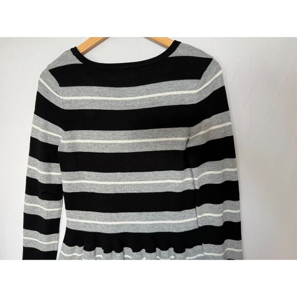 Eliza J Striped Sweater Dress Womens Size Medium Fit & Flare Gray Black White - Picture 6 of 11